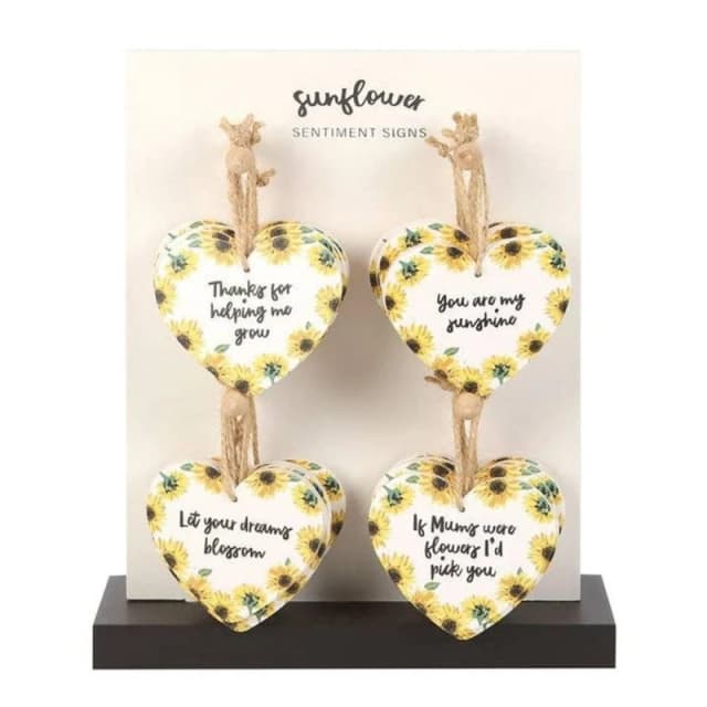Something Different Something Different Sunflower Heart Hanging Sentiment Sign (Pack of 24) in White White One Size Unisex 5063693881467