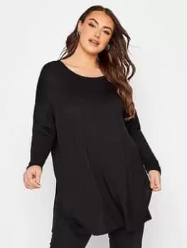 Yours Long Sleeve Oversized Tee Black, Size 16, Women