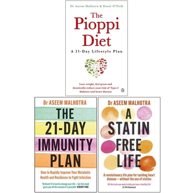 Dr Aseem Malhotra 3 Book Set The Pioppi Diet The 21-Day Immunity Plan Dr Aseem Malhotra Books