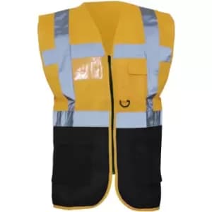 Yoko Hi-Vis Premium Executive/Manager Waistcoat / Jacket (Pack of 2) (S) (Orange/Black) - Orange/Black