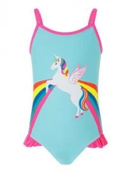 Accessorize Girls Retro Placement Unicorn Print Swimsuit - Multi