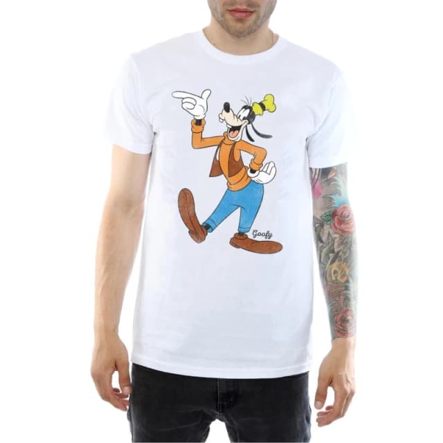 Disney Men Classic Goofy T-Shirt in White Size: Small White S Male 5057068059117