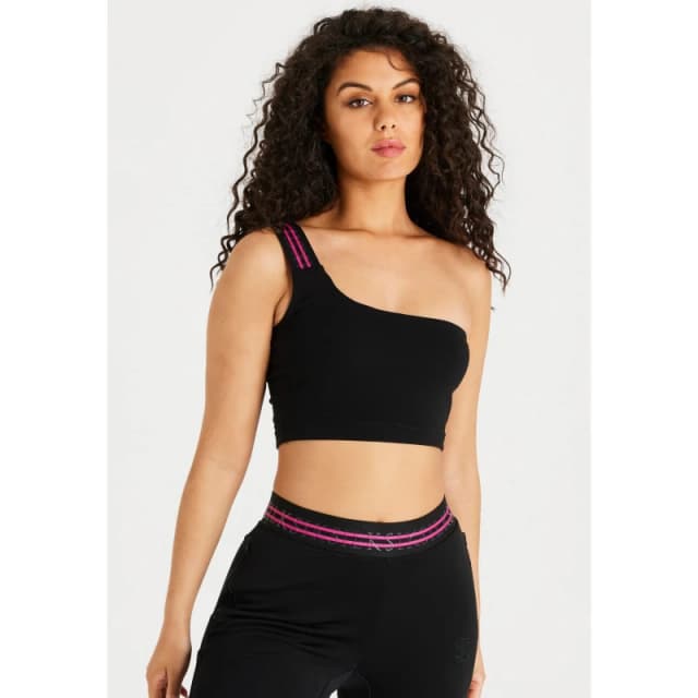 SikSilk Tape One Shoulder Cropped Bralette - Black 4