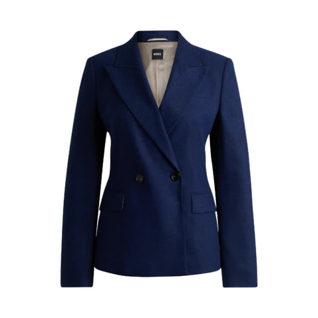 Boss Womens Jia Double Breasted Formal Jacket Open Blue female 4 (XXS)