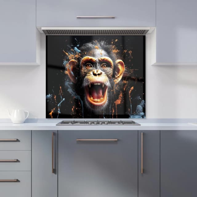 Warren Reed - Designer Monkey Face Splashart Kitchen Splashback in Orange Size: 600mm x 750mm Orange Unisex 600mm x 750mm