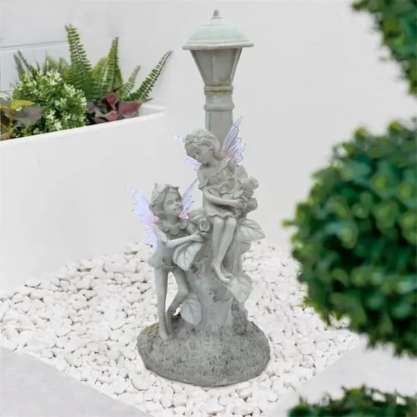 Streetwize Solar Fairies Under Lamp Post - Cream 16x14cm