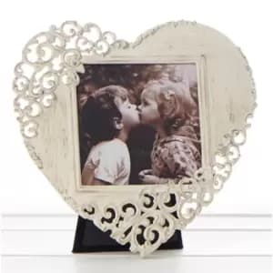 Old Cream Lace Heart 3 x 3 Photo Frame