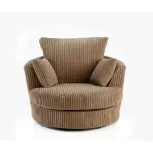 Canolo Luxury Swivel Chair Jumbo Cord - Coffee - Coffee