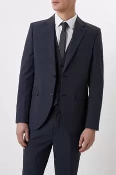 Slim Fit Navy Overcheck Suit Jacket