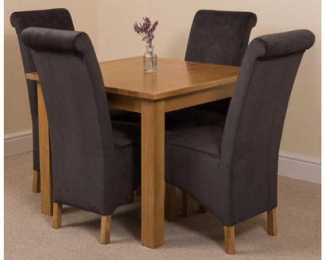 Thats Furniture Oslo 90 x 90cm Oak Small Dining Table & 4 Montana Fabric Chairs in Black Unisex 90 x 90 cm