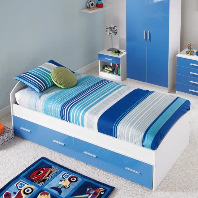 Homelife Carleton 2 Drawer Single Storage Bed - Blue Blue One Size