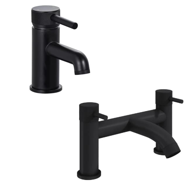 Balterley Single Lever Handle Mono Basin Tap & Bath Filler Set - Black Unisex