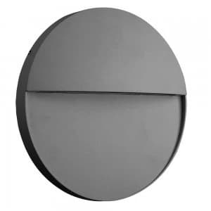 Flush Wall Lamp Large Round, 6W LED, 3000K, 275lm, IP54, Anthracite