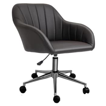 Vinsetto Mid-Back Office Chair PU Leather Swivel Task Armchair with Tub Shape Design for Living Room Home, Brown AOSOM UK