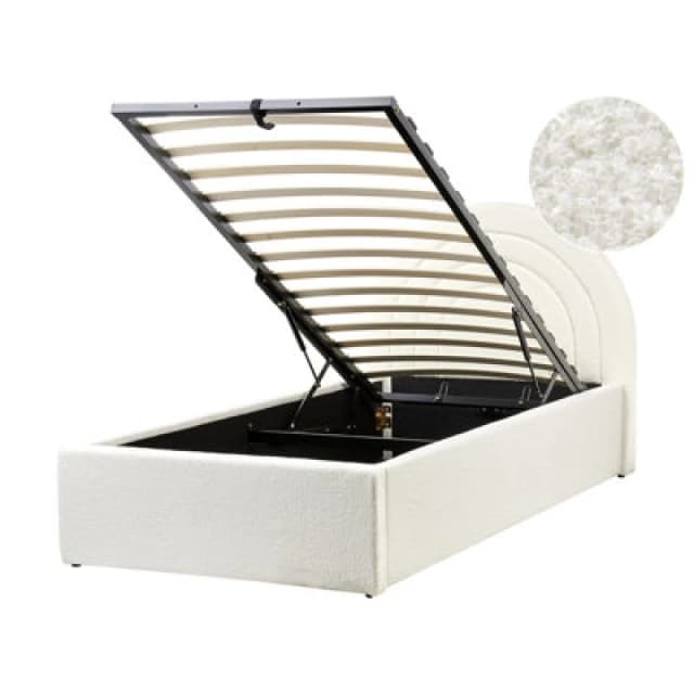 Beliani Kids Ottoman Bed Boucle Anet 90 X 200 Cm (Eu Single) Off-White