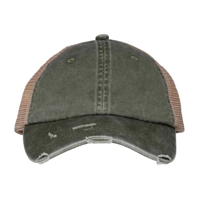 Native Spirit Mens Destroy Washed Trucker Cap in Dark Green Dark Green Male One Size