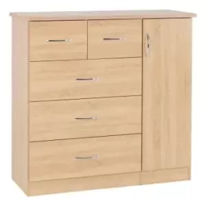 Seconique Nevada 5 Drawer Low Wardrobe - Sonoma Oak Effect