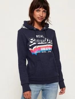 Superdry Vintage Logo Rainbow Shadow Hoodie - Blue, Size 10, Women