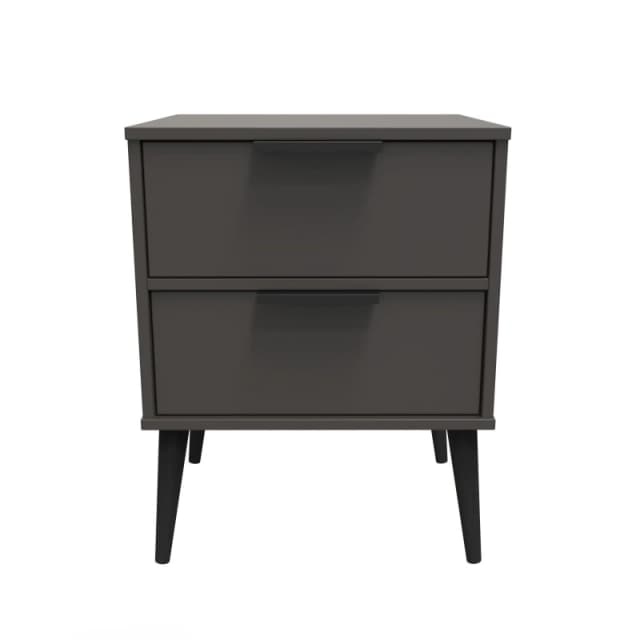 Fuji 2 Drawer Bedside Cabinet In Graphite (Ready Assembled)