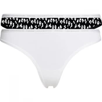 Calvin Klein 2 Pack CK One Cotton Thong - BLK/WHT/CHEETAH