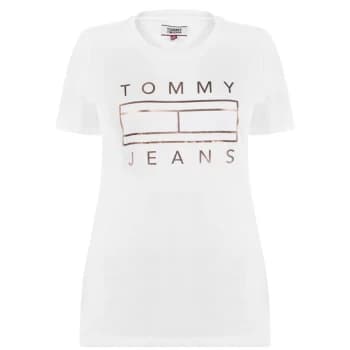 Tommy Jeans Metallic T Shirt - CLASSIC WHITE