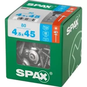 Spax Stainless Steel Raised Countersunk Roof Sheet Sealing Screws 4.5mm 45mm Pack of 80