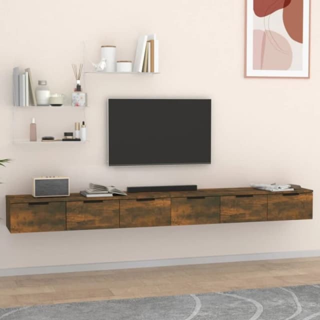 Vidaxl Wall Cabinets 2 Pcs Smoked Oak 102X30X20 Cm Engineered Wood, Brown 3115905