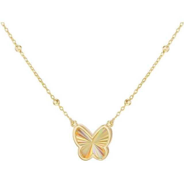 Be You 9ct Gold Rainbow Butterfly Trace and Ball Necklace Yellow Gold female 17-18in