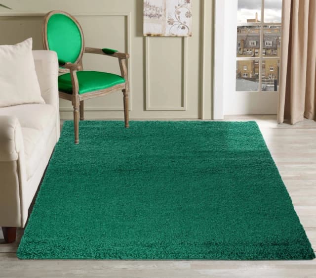 Desire Rugs Plain Living Room Shaggy Area Rugs Emerald 160X230 Cm