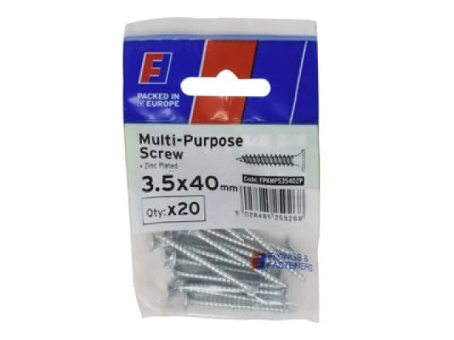 Forgefix Multi Purpose Pozi Screw Csk St Zp 3.5 X 40mm Forgepack 20 Forfpms3540Z