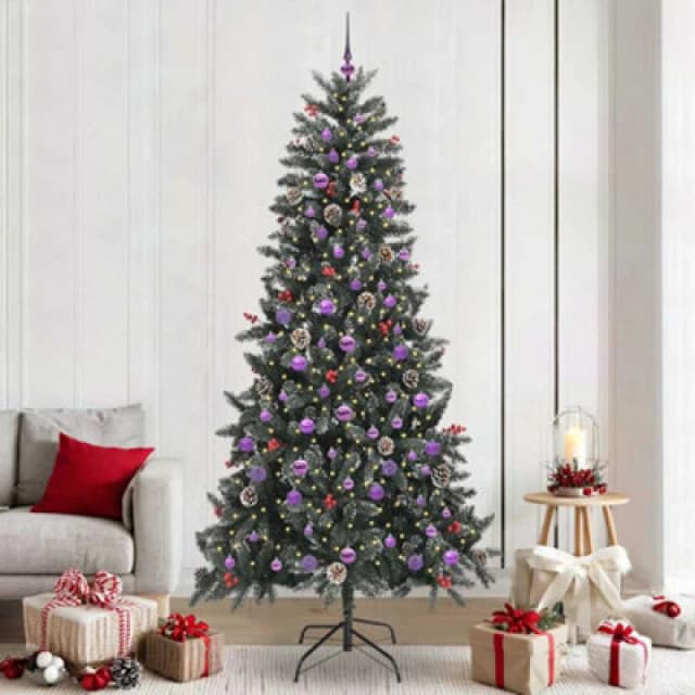 vidaXL Artificial Christmas Tree with Lilac Balls Green 129.5 x 129.5 x 240 cm, Green 3395910