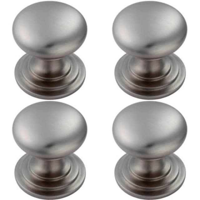 Loops 4x Victorian Round Cupboard Door Knob 32mm Dia Stainless Steel Cabinet Handle Metallics unisex