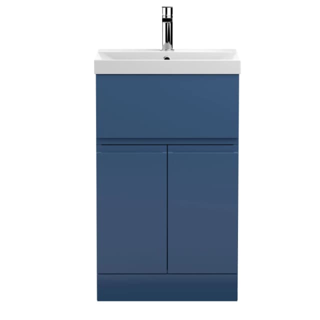 BALTERLEY Balterley - Rapture Floor Standing Vanity Basin Unit with Thin-Edge Ceramic Basin (Tap Not Included), 500mm - Satin Blue BFRA301D