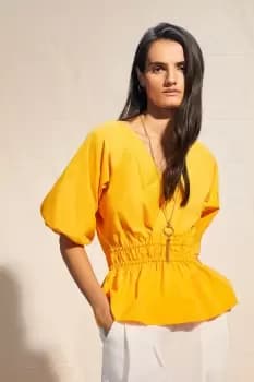 Balloon Sleeve Cotton Blouse