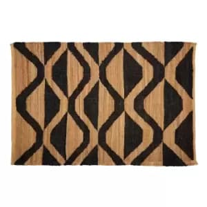 Natural and Black Aztec Hemp Rug