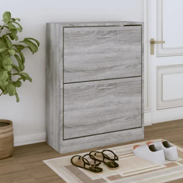 Vidaxl Shoe Cabinet Grey Sonoma 63X24X81cm Engineered Wood