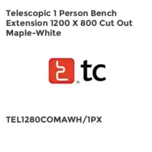 TC Group Telescopic 1 Person Bench Extension 1200 x 800 Cut Out Maple-White