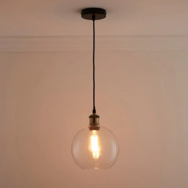 K LIVING Antonio 1 light Hanging Clear Glass Ceiling Pendant with Filament Bulb Clear