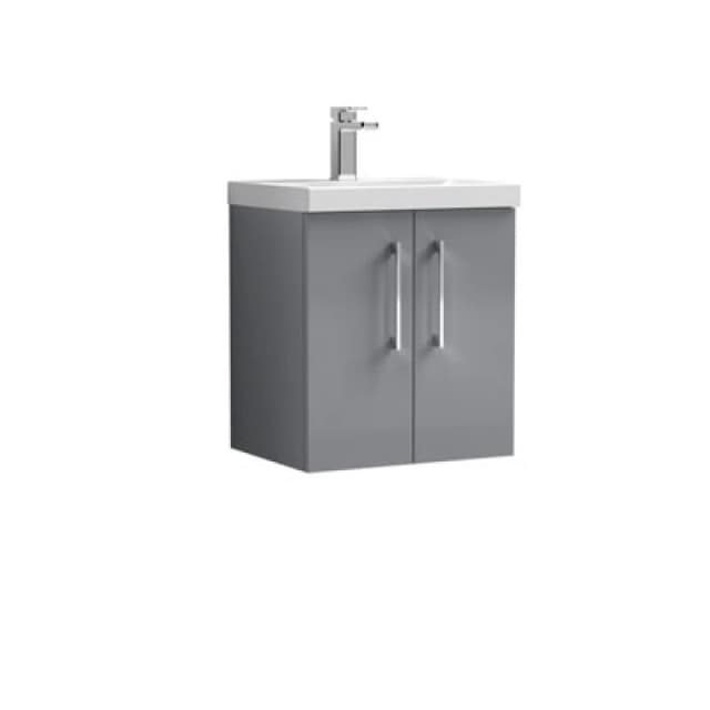 nuie Arno 500mm Wall Hung 2 Door Vanity & Basin 3 - Satin Grey ARN2221D