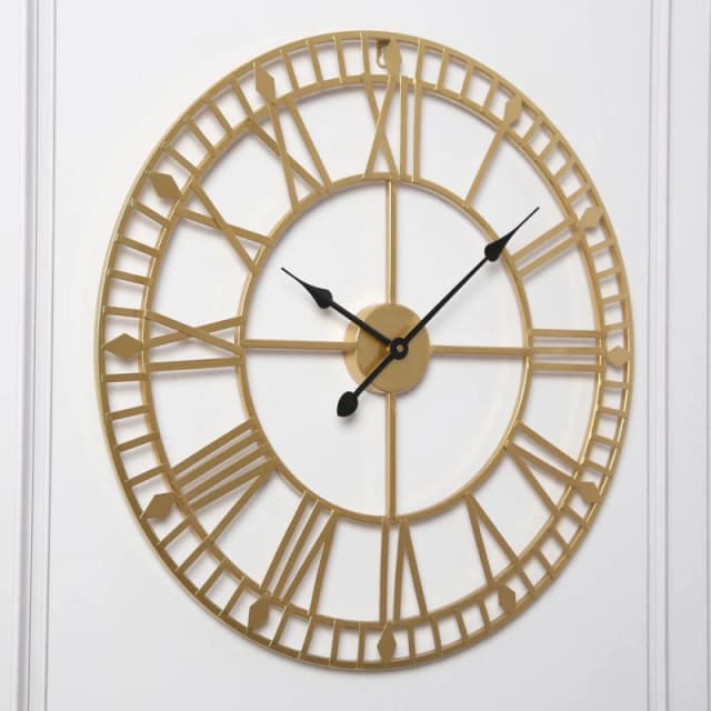 Home Garden Direct EOS - Skeleton Wall Clock with Roman Numerals - 60x60cm in Gold Size: 60x60cm Gold Unisex 60x60 cm