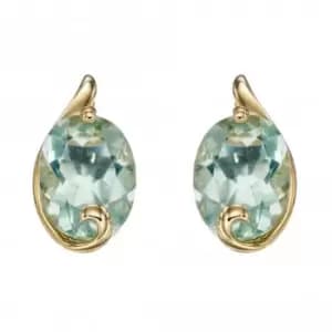 9ct Green Fluorite Swirl Yellow Gold Studs Earrings GE2347G