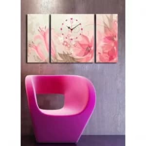 3P204045CS-11 Multicolor Decorative Canvas Wall Clock (3 Pieces)