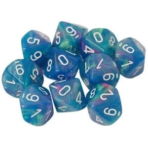 Chessex d10 Dice Set: Festive Waterlily/White (10)