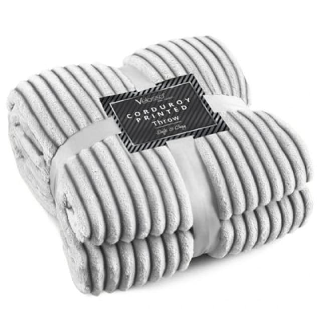 Velosso Supersnug Cloud Soft Throw Blanket - Thermal Soft, Ribbed Design For Sofa, Bed, Lounge - Size 127Cm X 152Cm - Charcoal
