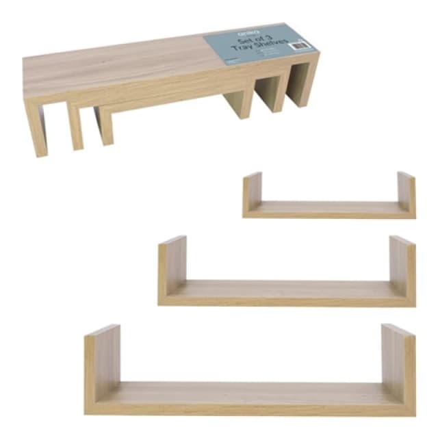 Anika 3pk Oak Effect U Shaped Shelves