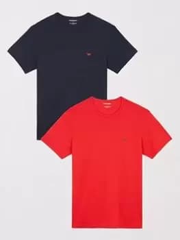 Emporio Armani Bodywear Bodywear 2 Pack Lounge Logo T-Shirt - Black/Red , Multi, Size L, Men