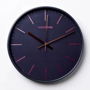 Hometime Round Wall Clock Dark Grey Foil Numbers 30 cm
