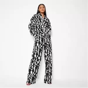 I Saw It First Co Ord Abstract Print Wide Leg Trousers - Black
