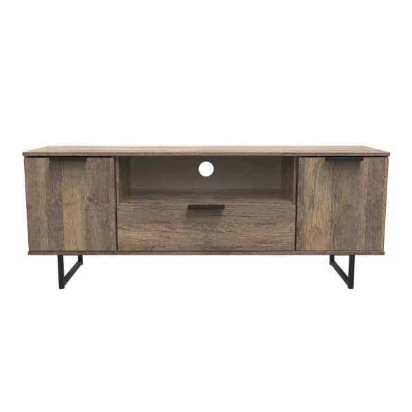 Welcome Furniture Ready Assembled Hong Kong G 2 Door 1 Drawer Wide TV Unit In Vintage Oak