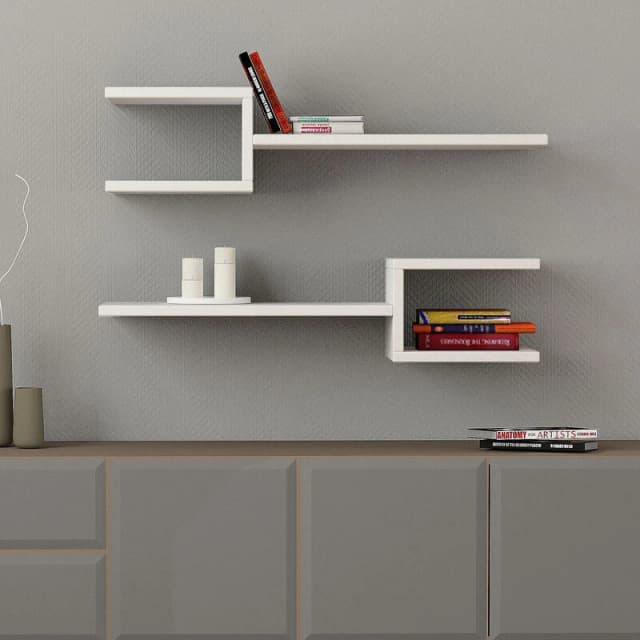 DECORTIE Decortie - Fork Modern Floating Shelf Set 18.2cm Short - White - White M.KT.01.11048.1